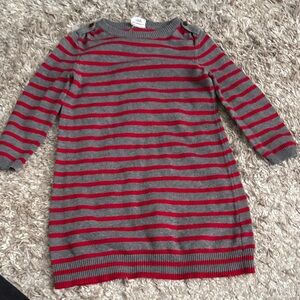 Charming Gray and Red Striped Kids Dress